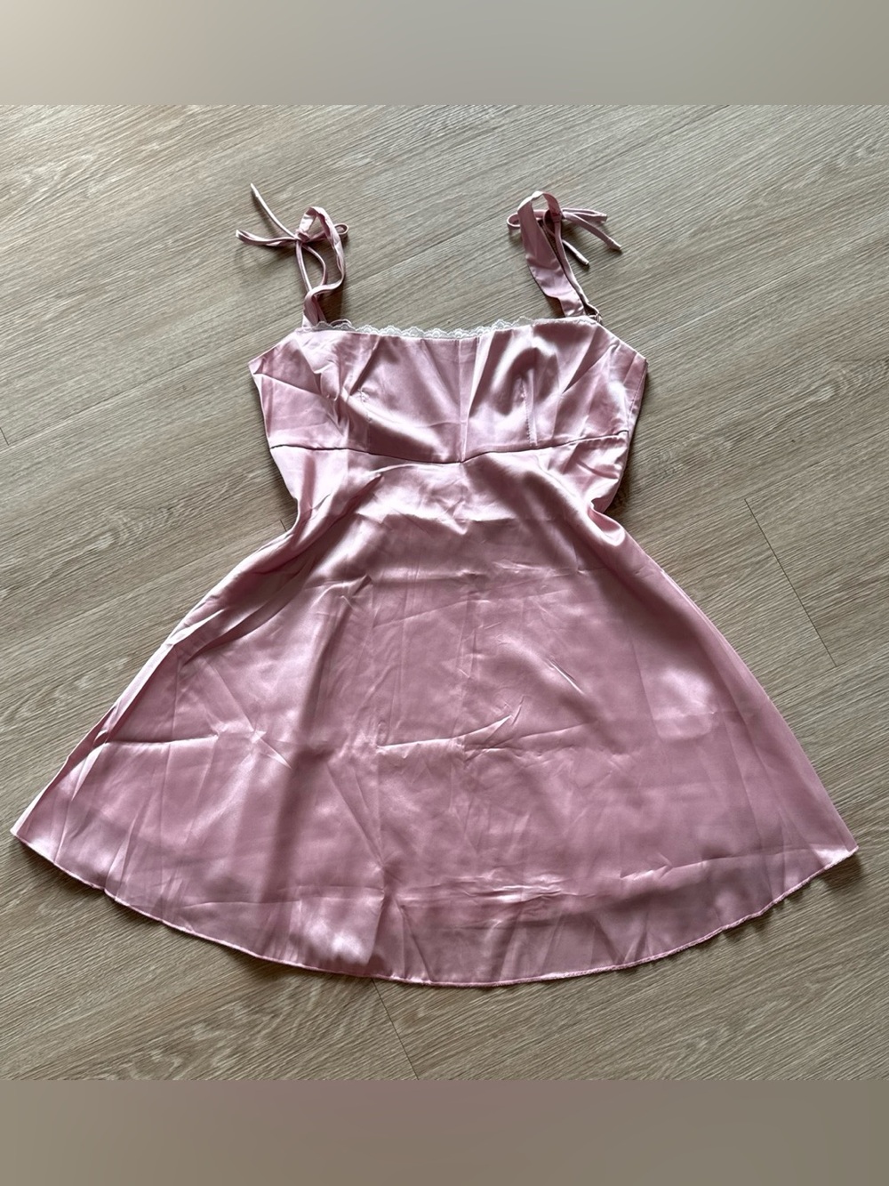 Satin Pink Tie-Strap Mini Dress